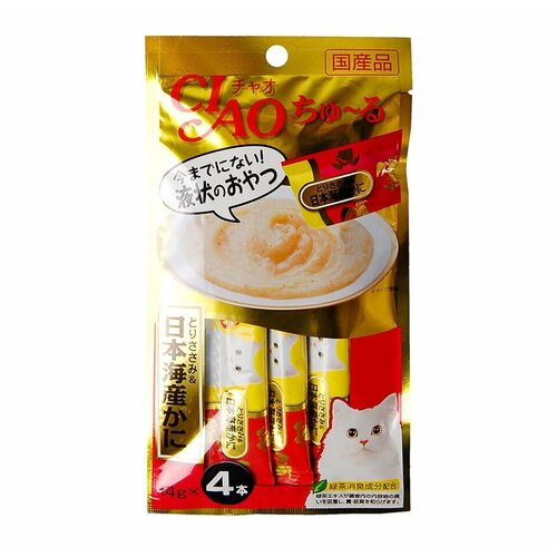 Лакомство для кошек CIAO Японский глубоководный краб и парное филе курицы Inaba Shyokuhin. Co. Ltd