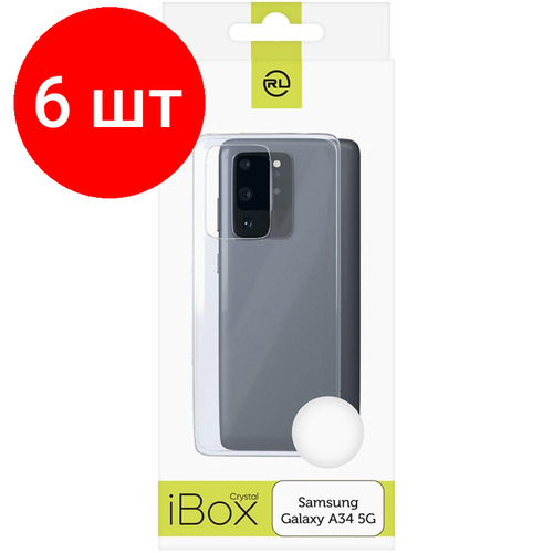 Комплект 6 штук, Чехол накладка силикон Red Line iBox Crystal для Samsung Galaxy A34 5G чехол red line ibox crystal для poco x5 5g силиконовый с усиленными углами прозрачный