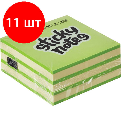 Комплект 11 штук, Стикеры Attache Selection миникуб 51х51, зеленый 250 л стикеры attache selection миникуб 51х51 зеленый 250 л