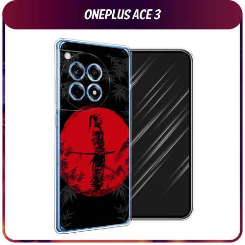 Силиконовый чехол на OnePlus Ace 3/12R / Ван Плас Асе 3/12R Самурай на красном фоне силиконовый чехол на oneplus ace 3 12r ван плас асе 3 12r собачка в шапке лягушки