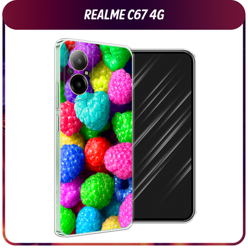 Силиконовый чехол на Realme C67 4G / Реалми C67 4G Леденцовая малина силиконовый чехол на realme c67 4g реалми c67 4g modern david