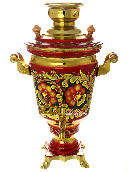 Электрический самовар 4 литра с художественной росписью "Гжель" с автоматическим отключением после закипания