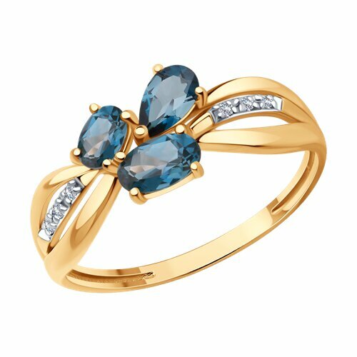 Кольцо Diamant online, золото, 585 проба, топаз, бриллиант