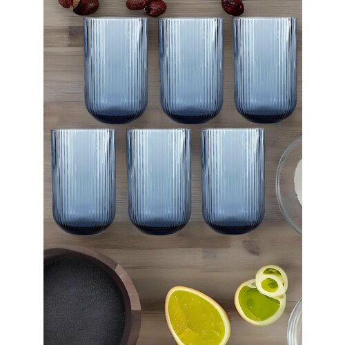 Набор стаканов грани 6 шт 330 мл цвет синий 2000₽