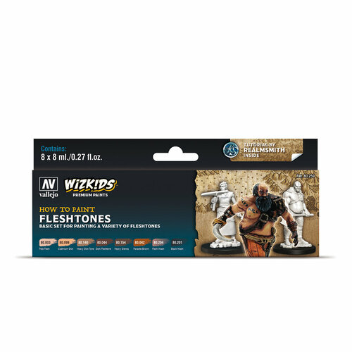 Набор акриловых красок Vallejo Wizkids Premium - Fleshtones 80259 (8 красок по 8 мл)