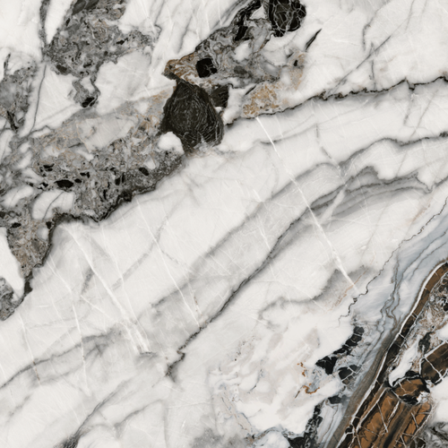 Изображение товара Самоклеящаяся антивандальная пленка для декора мебели и кухонных фартуков. "Мрамор белый с серым". 60х155 см.