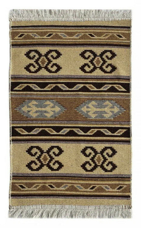 Коврик Kilim Usak из хлопка 50х80 бордово-бежевый - фотография № 4