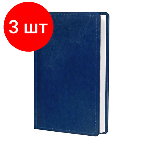 Комплект 3 штук, Ежедневник недатированный синий, А6.100x150, 320стр, Agenda