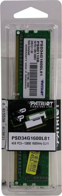 PATRIOT DDR3L PSD34G1600L81 4GB - фото №9
