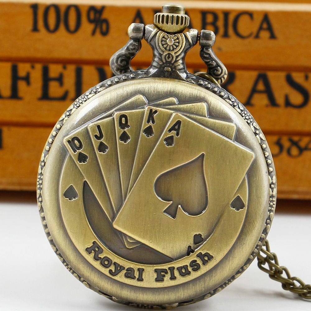 фото Карманные часы на цепочке Флэш Рояль. Цепочка 80 см.