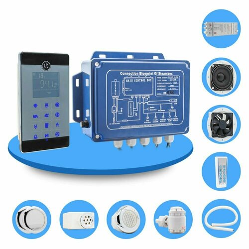 Парогенератор 3кВт полный комплект сенсорный пульт черный большой TR-021 4320000₽
