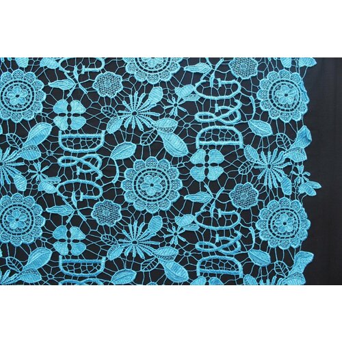Ткань Кружево-макраме D&G голубовато-бирюзового цвета, ш126см, 0,5 м