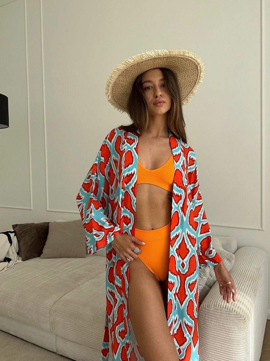 фото Халат домашний кимоно туника пляжная накидка парео