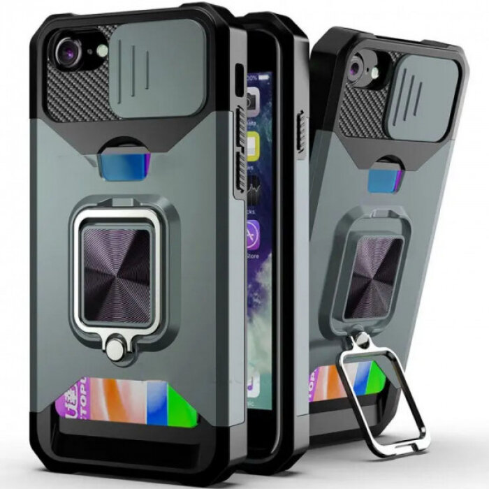 Multi Case Чехол с кольцом, отделением для карты и шторкой камеры для iPhone 6 / 7 / 8 / SE (2020, 2022)