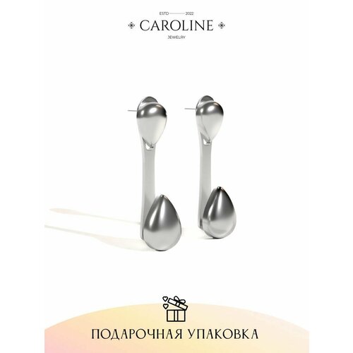 Серьги пусеты Caroline Jewelry, жемчуг имитация, кристалл, серебряный