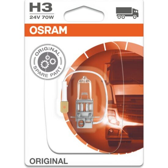 Лампа автомобильная Osram H3 70W PK22s (бл.) 24V, 1шт, 64156-01B