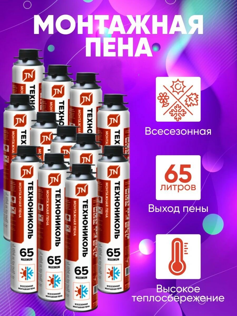 Пена монтажная профессиональная №65 MAXIMUM  всесезонная 990гр