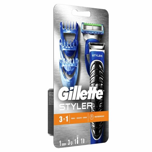 Стайлер для ухода за бородой и усами Gillette Fusionстай, 1 сменная кассета, 3 насадки.