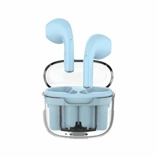 Наушники беспроводные Pro13 TWS вкладыши BT 50 30180 мАч прозрачные голубые 1155₽