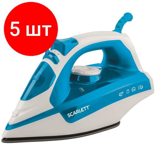 Комплект 5 штук, Утюг SCARLETT SC-SI30P17, 2200Вт, голубой scarlett sc ca305m03 белый голубой