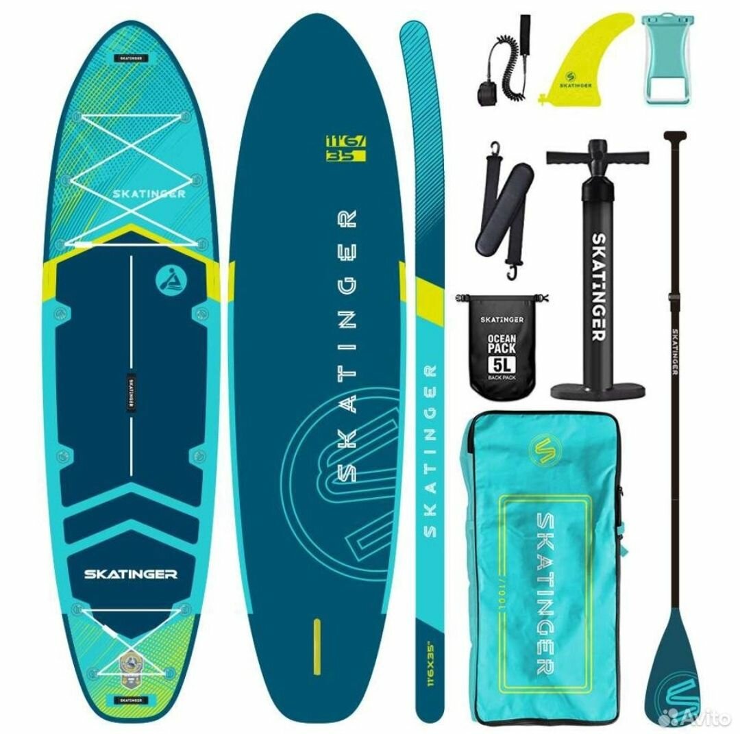 Надувная Сап-доска SKATINGER Serial Blue (SUP board) двухслойная 350*89*15см