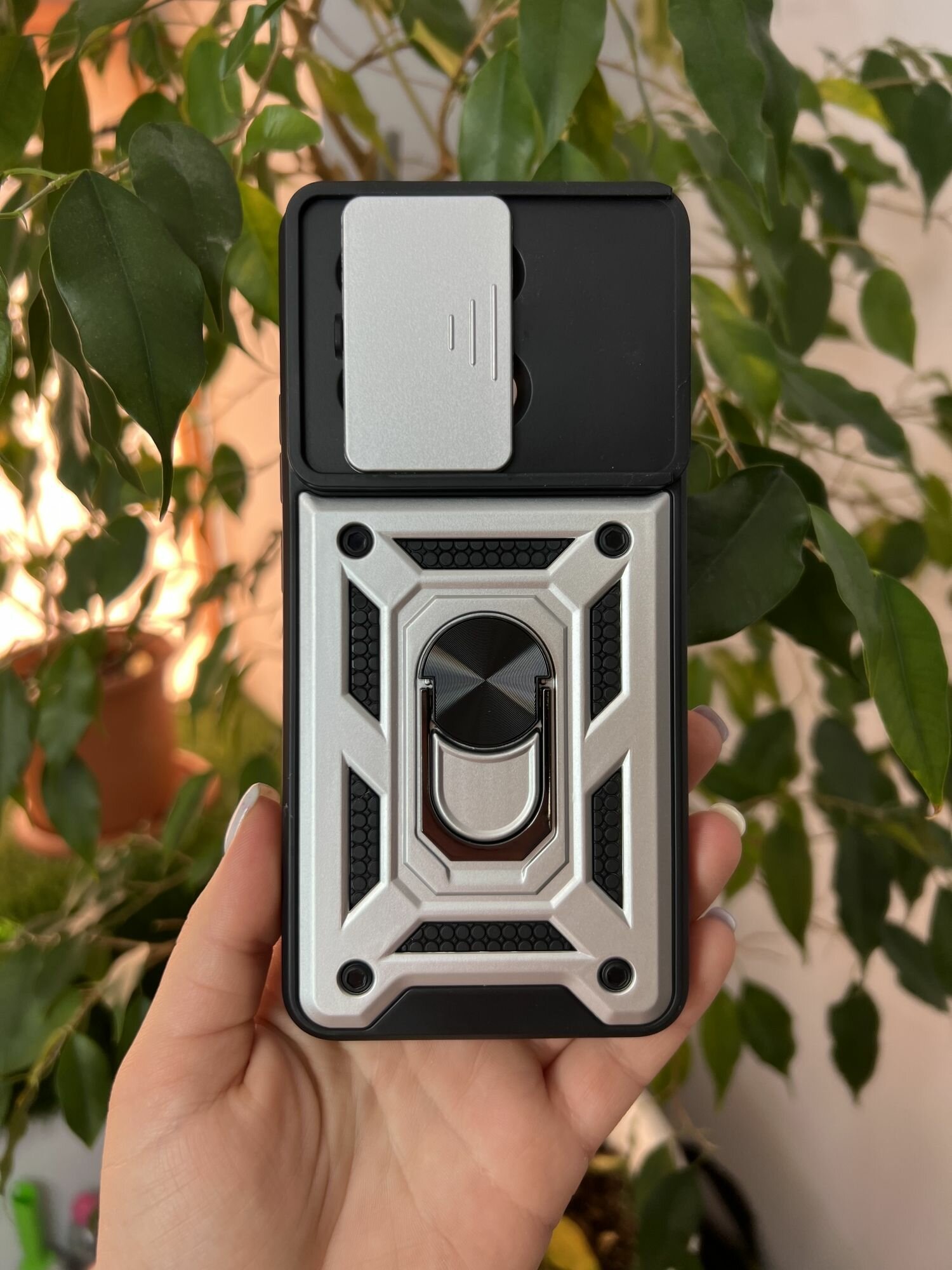 Чехол противоударный armors для Xiaomi Redmi Note 13 4G / Редми Нот 13 4G с защитой камеры (Серебристый) — фото 1