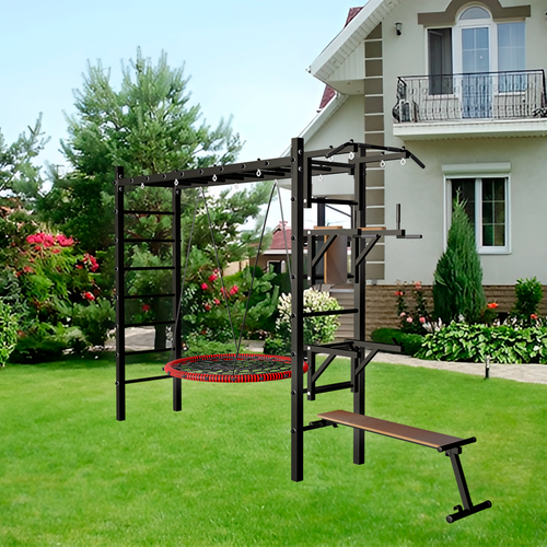 Уличная шведская стенка Sv Sport рукоход У527 (ступени Чёрные / Качели-гнездо 1.15м)