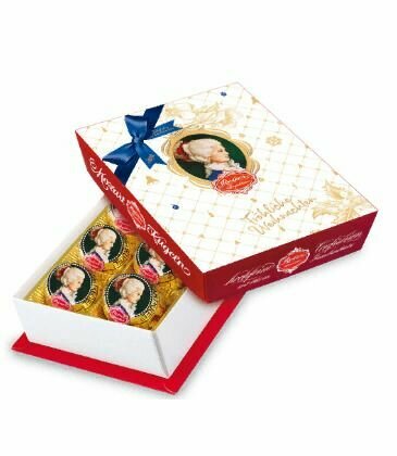 Конфеты Reber Mozart (Ребер Моцарт) в Новогодней упаковке с молочным шоколадом, 120 г