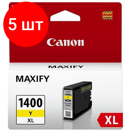 Комплект 5 штук, Картридж струйный Canon PGI-1400XL жел. пов. емк. для МВ2040/МВ2340