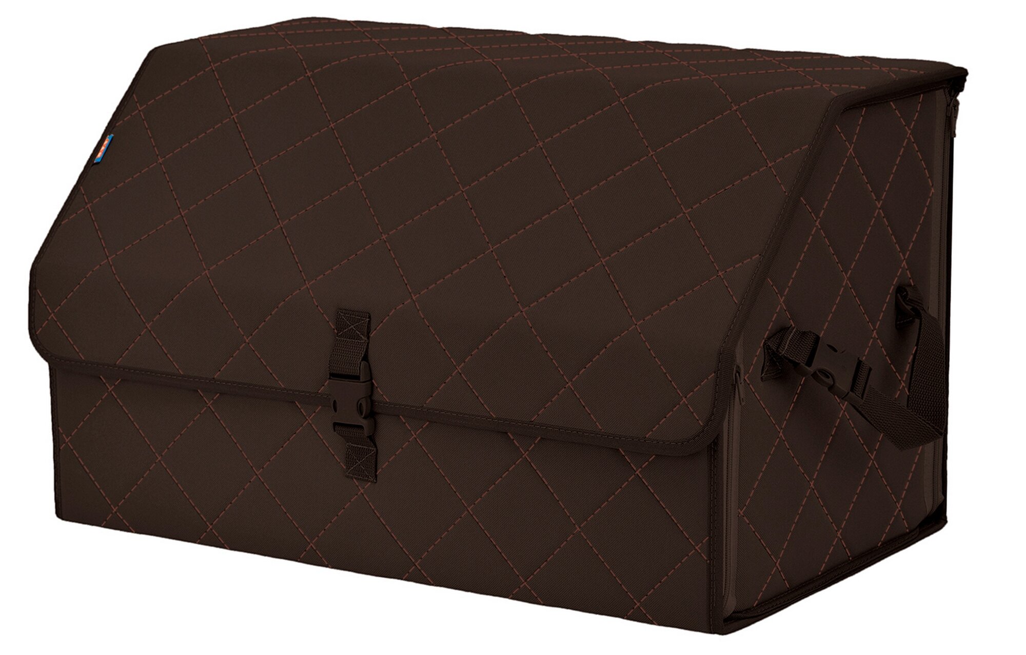 Органайзер-саквояж в багажник "Союз" (размер XL). Цвет: коричневый с коричневой прострочкой Ромб.