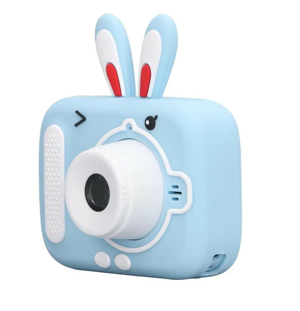 Детский фотоаппарат зайчик с USB голубой