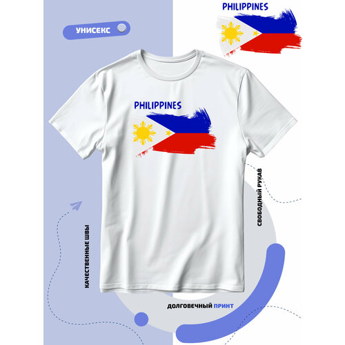 Футболка SMAIL-P флаг Филиппин, размер 7XL, белый флаг aerlxemrbrae флаг филиппин 3x5 футов флаг филиппин 90x150 см национальный флаг филиппин