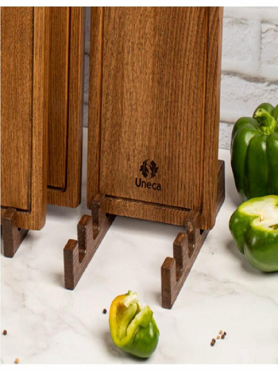 фото Подставка для 3 разделочных досок дубовая 20х12х4