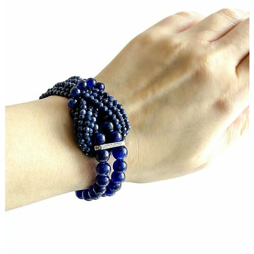 Плетеный браслет Mia Diva Узел, сапфир, размер 15 см, синий