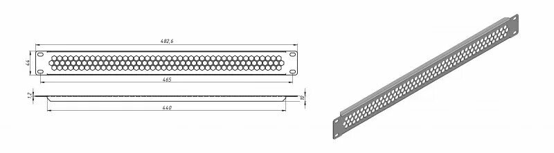 Hyperline BPD-1-RAL9005 Фальш-панель перфорированная на 1U