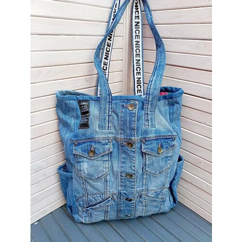 Сумка шоппер Мастерская ДЕРЕВЯШКА, голубой