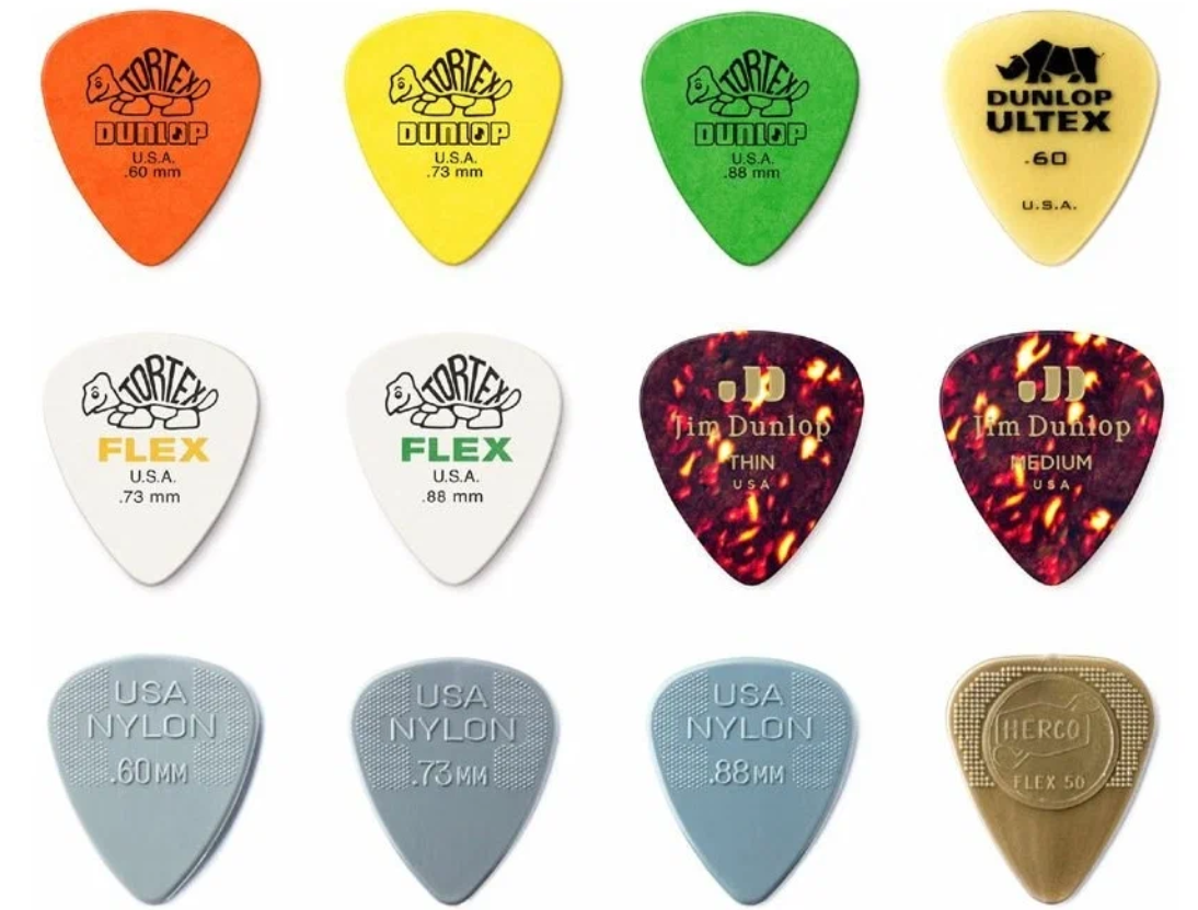 Набор тонких медиаторов для гитары, 12шт, Dunlop — фото 1