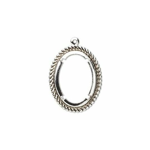 Рамка для кабошона 37х26мм внутр 25х18мм базовый материал - латунь посеребренная с чернением 391₽