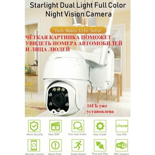 Комплект видеокамера многофункциональная IP Camera Starlight 2MP 5X 16ГБ Camhipro 1290000₽