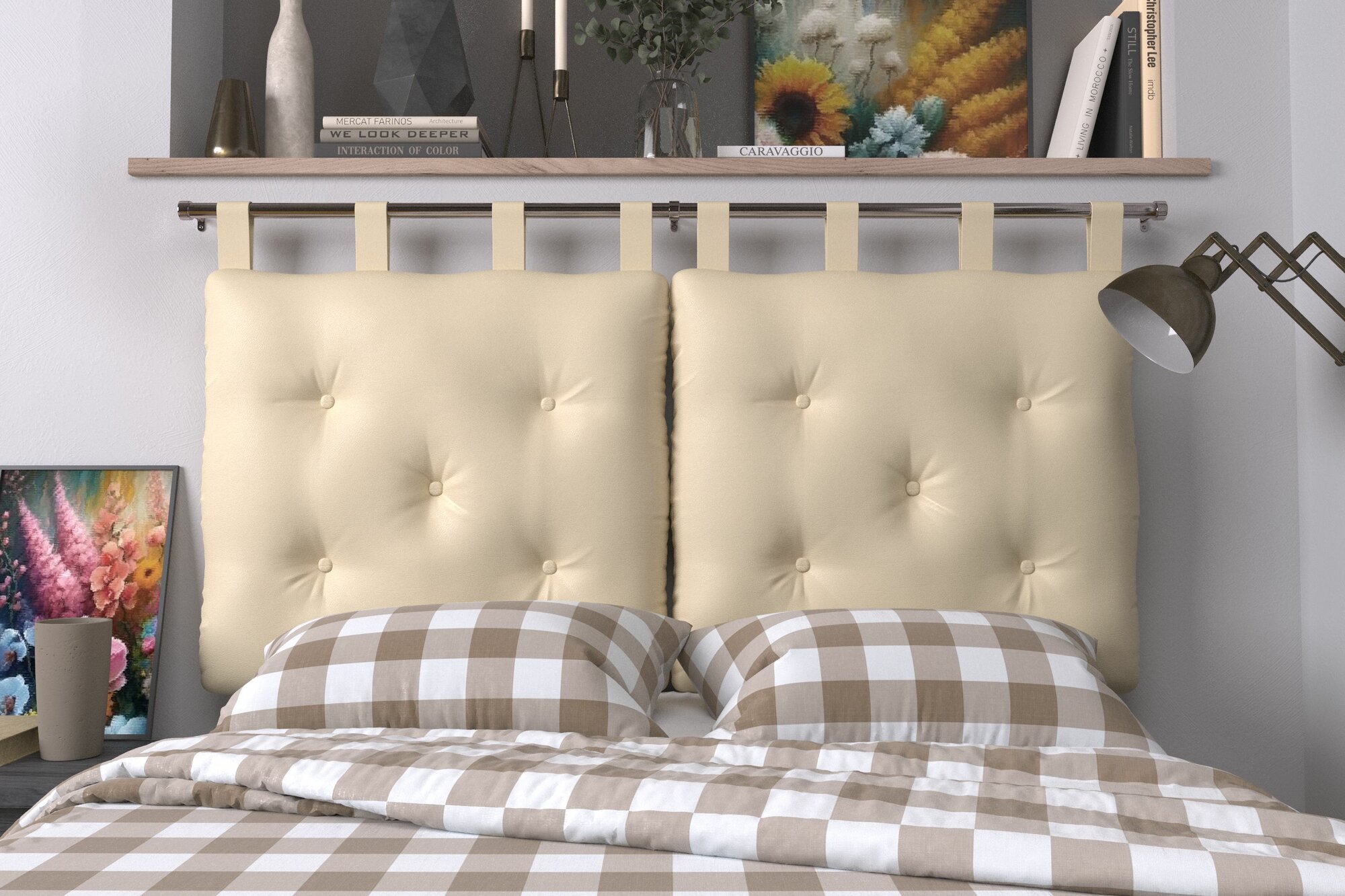 Набивное изголовье-подушка для кровати Mr. Mattress Soft S 200x70 Beige без крепления