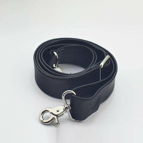 Ремешок для сумок из натуральной кожи со съемной ручкой и серебристой пряжкой Черный 1418₽