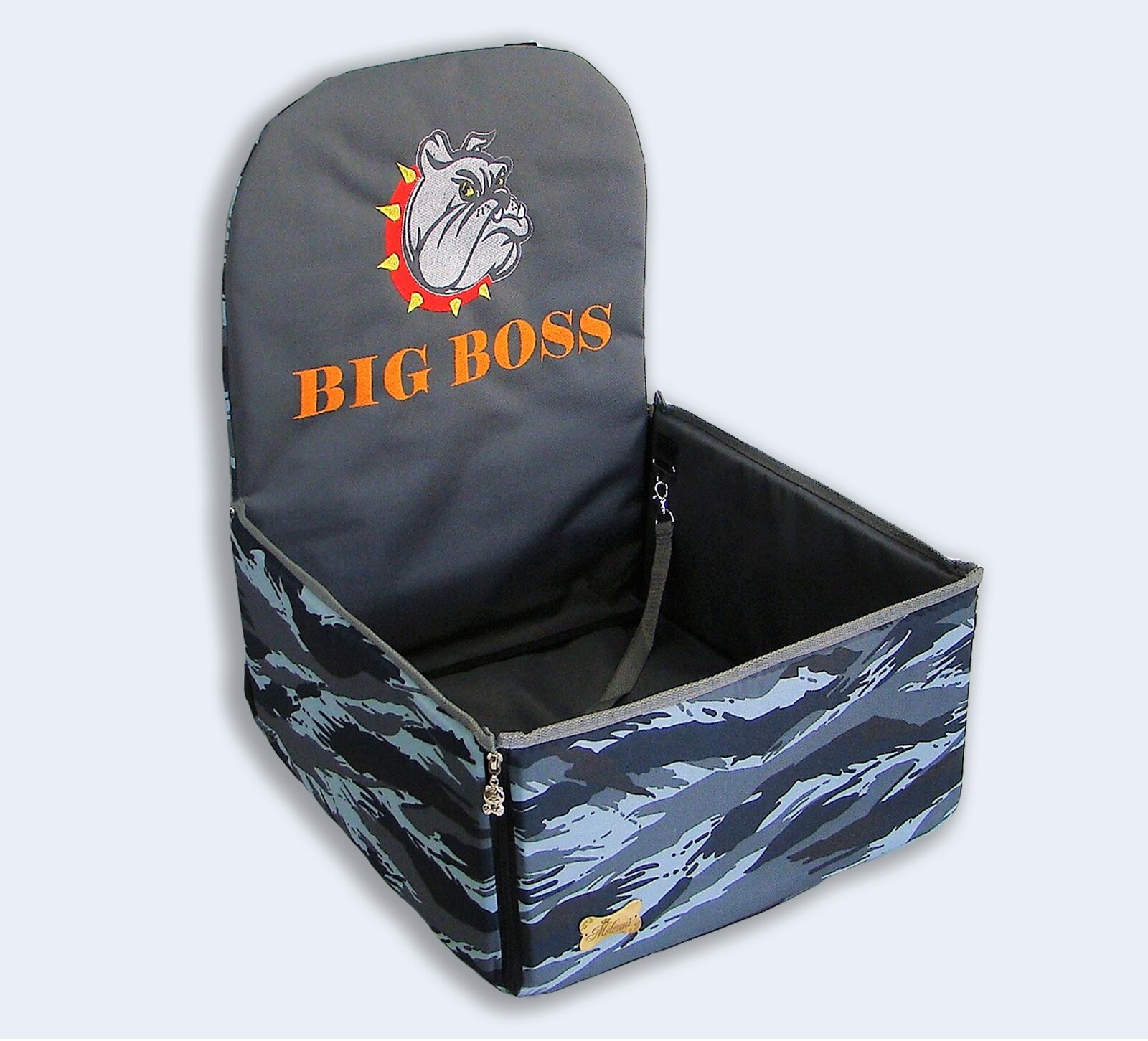 Автогамак для животных Melenni Стандарт Злой бульдог 2 серый камуфляж/серый