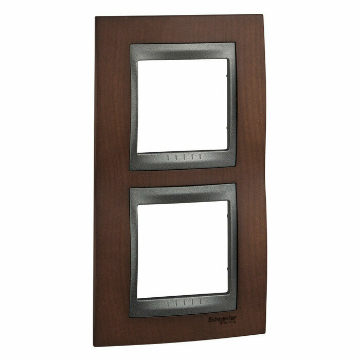 Unica Top MGU66.004V.2M4 Рамка 2-постовая (вертикальная, графит/табачное дерево) Schneider Electric - фото №3