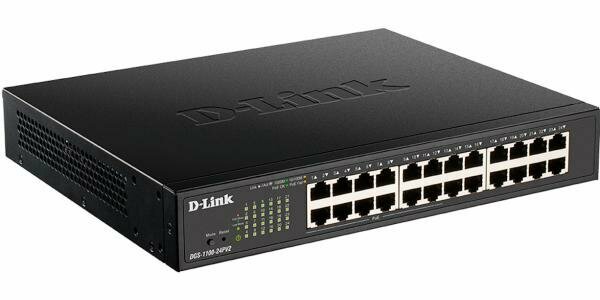 D-Link DGS-1100-24PV2/A3A, L2 Smart Switch with 24 10/100/1000Base-T ports (12 PoE ports 802.3af/802.3at (30 W), PoE Budget 100 W). 8K Mac address, 80