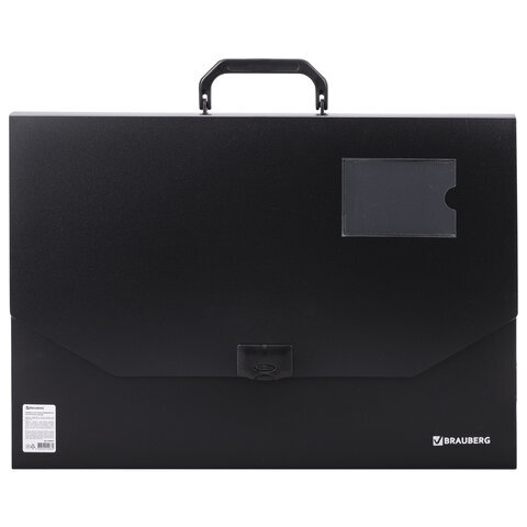 Папка-портфель Brauberg пластиковая большого формата "портфолио", А3 (445х310х30 мм), черная, россия