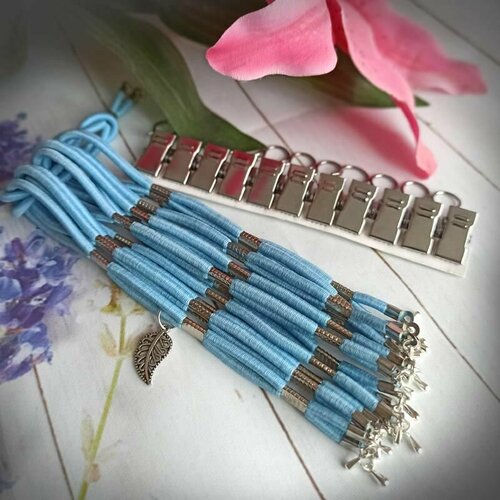 Боковая натяжка канвы универсальная для вышивки бисером и крестом на рамах (Серебро/Голубой)