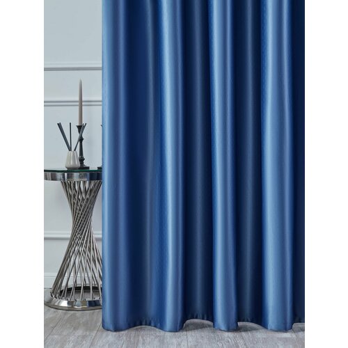 Штора SANPA HOME атласная на люверсах, Блэкаут, плотная, светонепроницаемая, синий, размер 200х260