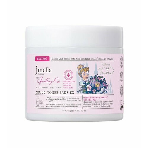 Тонер-пэды с ароматом розы N05 Jmella In France Sparkling Rose Toner Pads 70 штук jmella тонер пэды для лица in france sparkling rose toner pads 150 мл 70шт