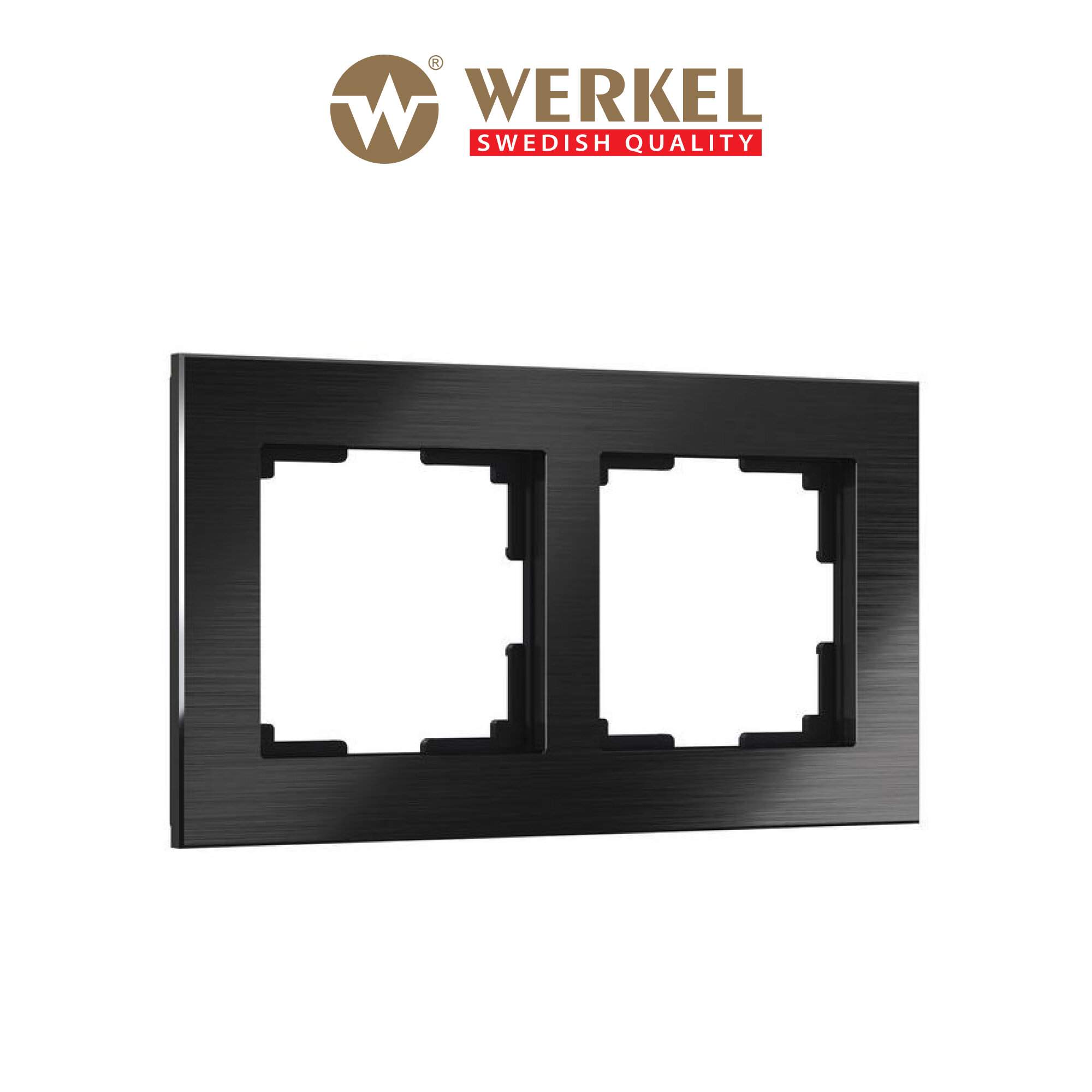 Рамка из металла на 2 поста Werkel Аluminium W0021708 черный алюминий