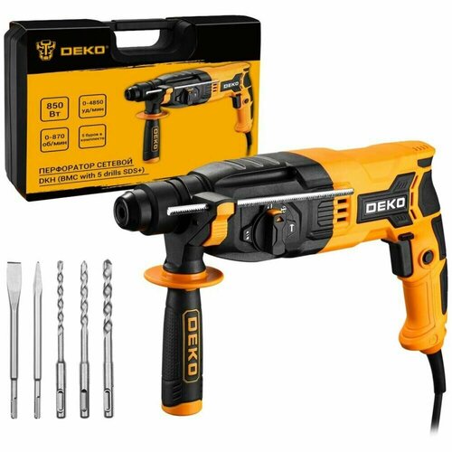 Перфоратор сетевой DEKO DKH в кейсе с набором из 5 буров SDS 850Вт 6080₽